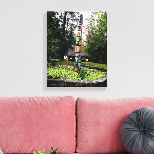 Native American Totem Poll Glacier Park Montana Canvas Afdruk (Insitu (Woonkamer))