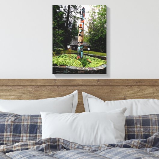 Native American Totem Poll Glacier Park Montana Canvas Afdruk (Insitu (Slaapkamer))