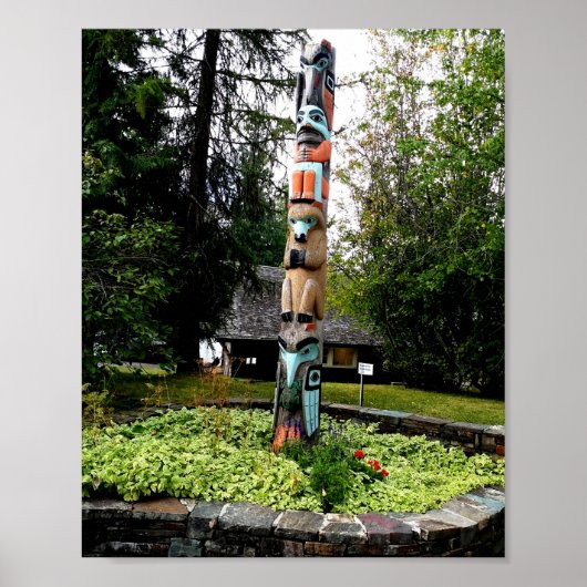 Native American Totem Poll Glacier Park Montana Poster (Voorkant)
