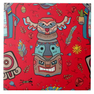 Native American Totem Rood Tegeltje