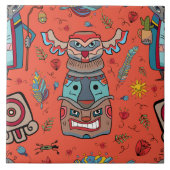 Native American Totem Sinaasappel Tegeltje (Voorkant)