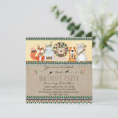 Native American Tribal Animal Kids Verjaardagsfees Kaart (Staand voorkant)