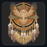 Native American Tribal Art Owl Vierkante Sticker<br><div class="desc">Native American Tribal Art Owl</div>