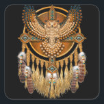 Native American Tribal Art Owl Vierkante Sticker<br><div class="desc">Native American Tribal Art Owl</div>