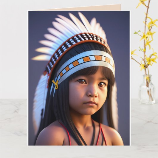 NATIVE AMERICAN TRIBAL BOY ART BIRTHDAY KAART (Gele Bloem)