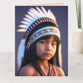 NATIVE AMERICAN TRIBAL BOY ART BIRTHDAY KAART (Voorkant)