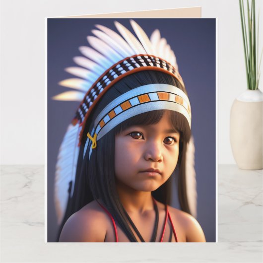 NATIVE AMERICAN TRIBAL BOY ART BIRTHDAY KAART (Voorkant)