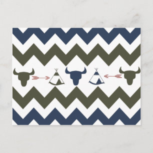 Native American Tribal Chevron Skulls Tipi Arrows Briefkaart