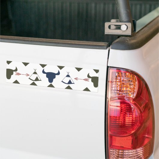 Native American Tribal Chevron Skulls Tipi Arrows Bumpersticker (Op Truck)