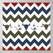 Native American Tribal Chevron Skulls Tipi Arrows Poster (Voorkant)