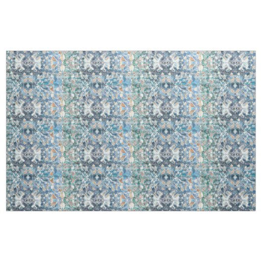 Native American Tribal Classic Blue Tan Pattern Stof (Fat Quarter)