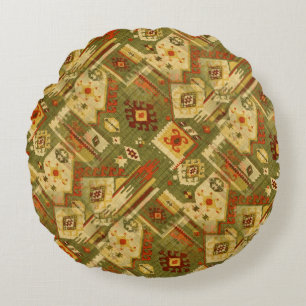 Native american tribal fabric I + jouw ideeën Rond Kussen