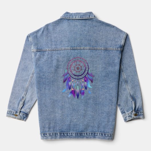 Native American Tribal Feather Dream Catcher Denim Jacket (Achterkant)