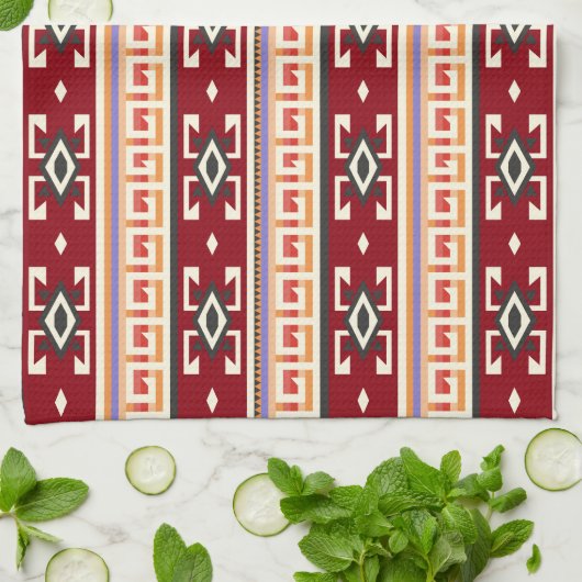 Native American Tribal geometrisch patroon Theedoek (Gevouwen)