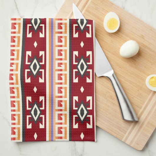 Native American Tribal geometrisch patroon Theedoek (Quarter Fold)