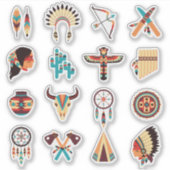 Native American Tribal Icons Set – Feathers, Dream Sticker (Voorkant)