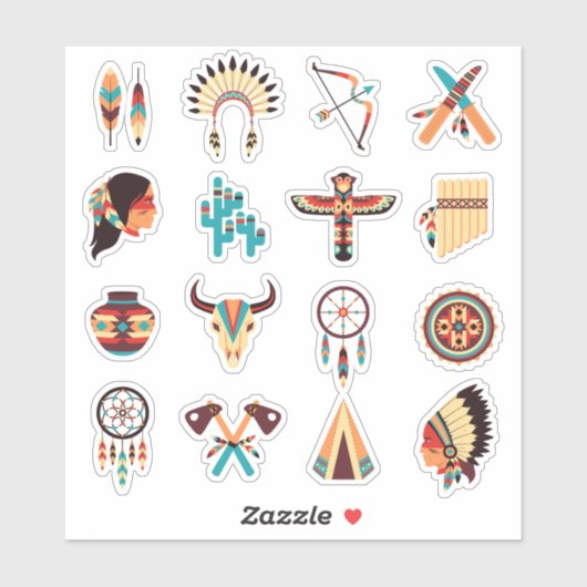 Native American Tribal Icons Set – Feathers, Dream Sticker (Vel)