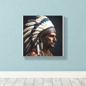 Native American Tribal Indian Chief Dress Canvas Afdruk (Insitu (Houten vloer))