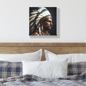Native American Tribal Indian Chief Dress Canvas Afdruk (Insitu (Slaapkamer))
