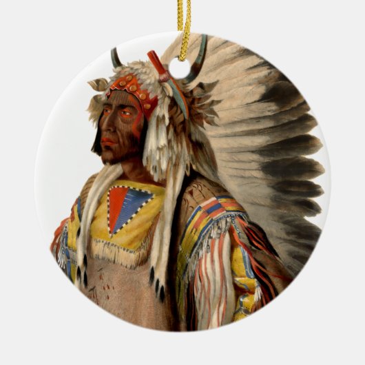 Native American Tribal Indian Chief Dress Keramisch Ornament (Voorkant)