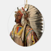 Native American Tribal Indian Chief Dress Keramisch Ornament (Links)