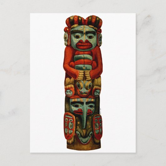 Native American Tribal Indian Totem Pole Spirituee Briefkaart (Voorkant)
