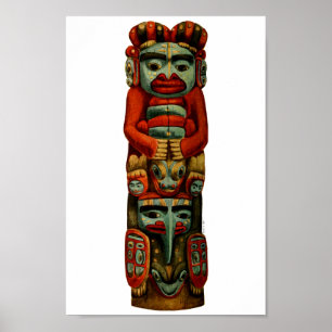 Native American Tribal Indian Totem Pole Spirituee Poster