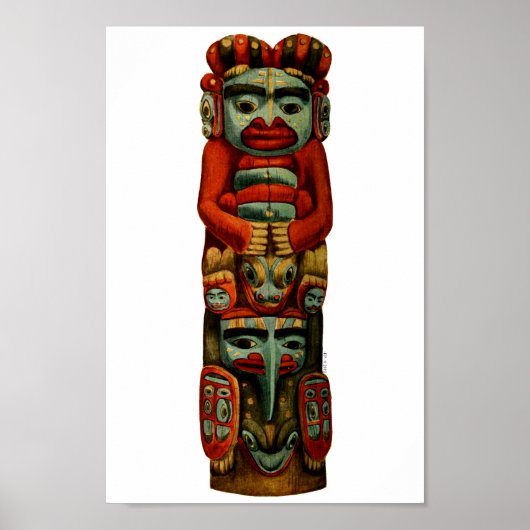 Native American Tribal Indian Totem Pole Spirituee Poster (Voorkant)