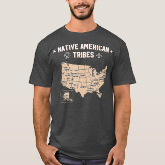 Native American Tribes Map US History  T-shirt
