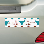 Native American Turquoise Red Chevron Tipi Skulls Bumpersticker (Op auto)