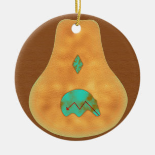 Native American Turquoise Zuni Beer Keramisch Ornament