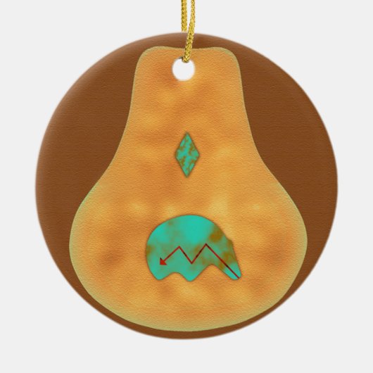 Native American Turquoise Zuni Beer Keramisch Ornament (Voorkant)