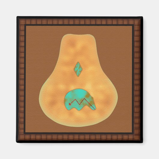 Native American Turquoise Zuni Beer Magneet (Voorkant)