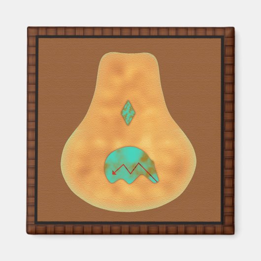 Native American Turquoise Zuni Beer Magneet (Voorkant)