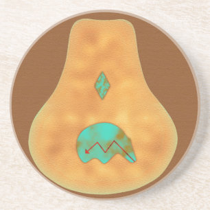 Native American Turquoise Zuni Beer Zandsteen Onderzetter