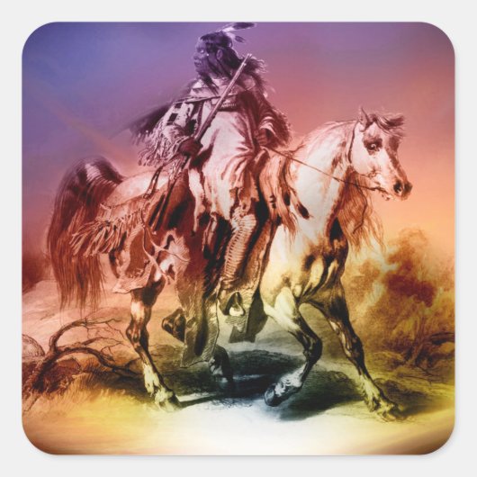 Native American Vierkante Sticker (Voorkant)