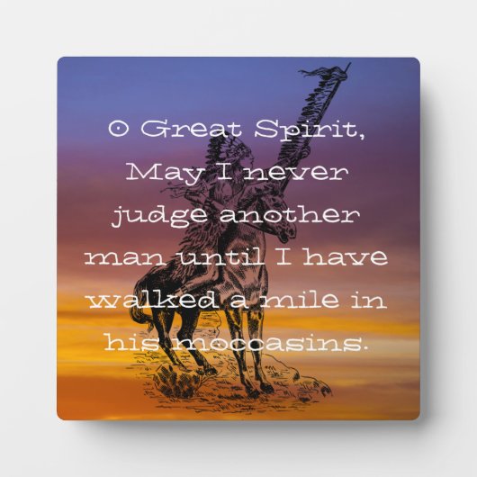 Native American "Walk a mile in its moccasins" Fotoplaat (Voorkant)
