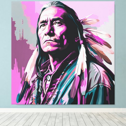 Native American Wall Art Canvas Afdruk (Insitu (Houten vloer))