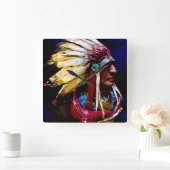 Native American Wall Clock Vierkante Klok (Huis)