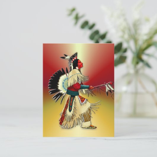 Native American Warrior #5 Briefkaart (Staand voorkant)