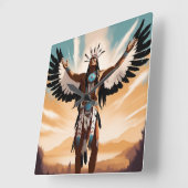 Native American Warrior Clock Vierkante Klok (Hoek)