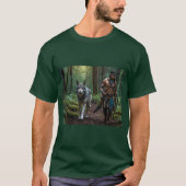 Native American Warrior en Wolf Wildlife Design T-shirt (Voorkant)