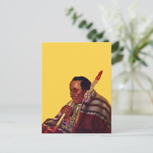 Native American Warrior Peace Pipe Briefkaart (Staand voorkant)