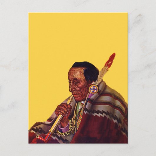  Native American Warrior Peace Pipe Briefkaart (Voorkant)