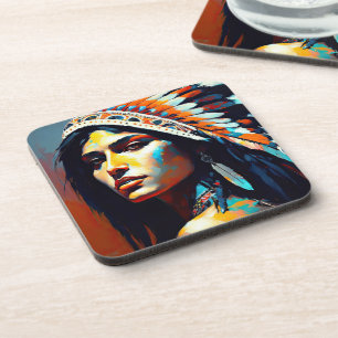 Native American Warrior Princess Bier Onderzetter
