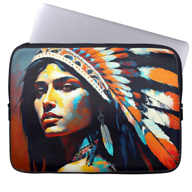 Native American Warrior Princess Laptop Sleeve (Voorkant)