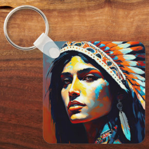 Native American Warrior Princess Sleutelhanger