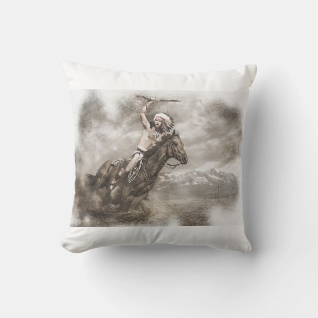 Native American Warrior Spirit Kussen (Voorkant)