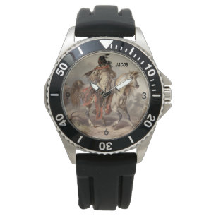 Native American Warrior te paard Horloge