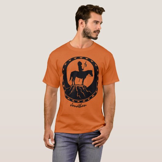 Native American Warrior te paard T-shirt (Voorkant volledig)
